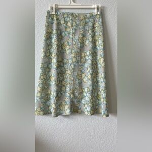 Hillard & Hanson Floral A-Line Skirt - Blue and Green SiE XS